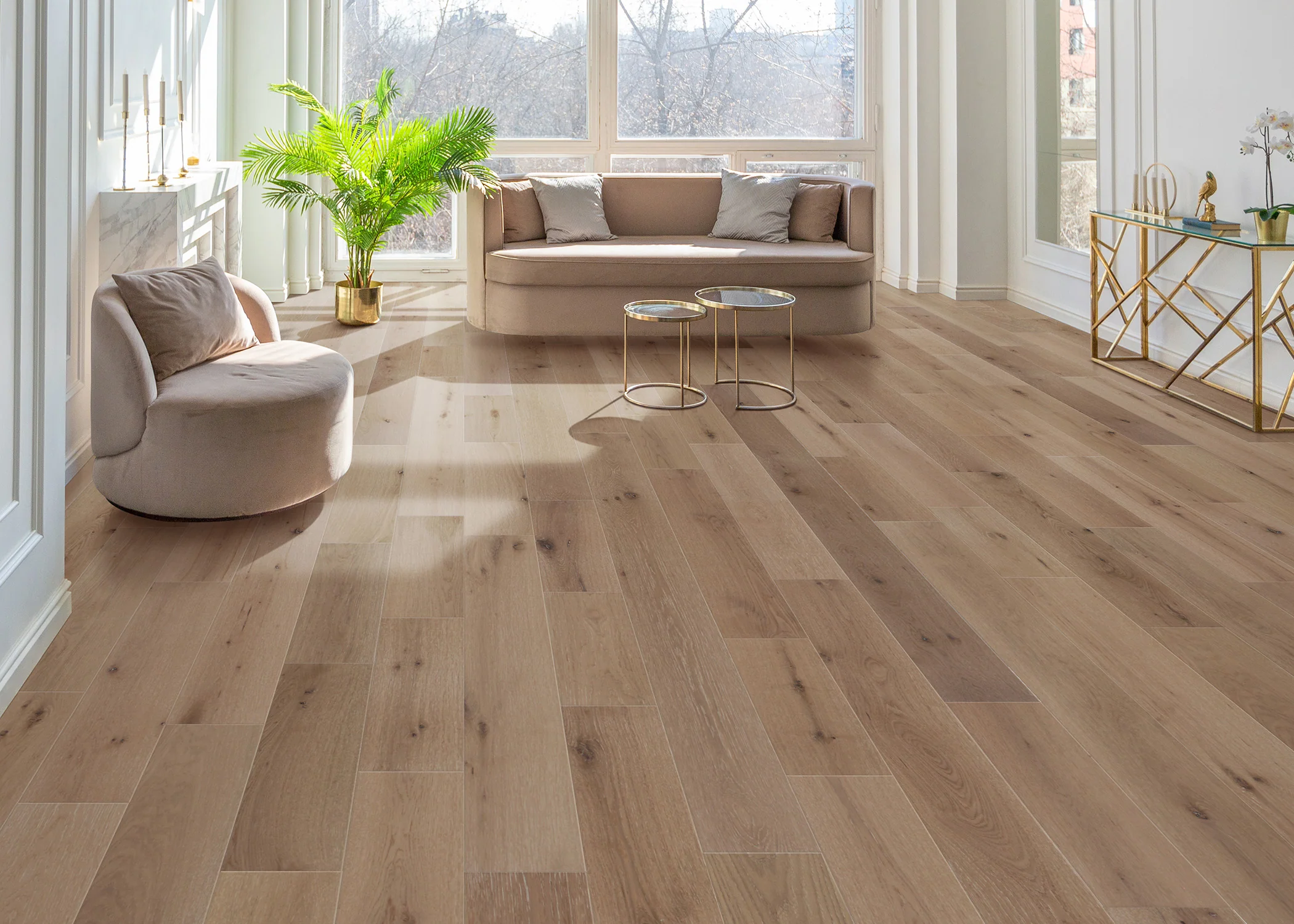 1/2 in. Pearlescent White Oak Wire Brushed Engineered Hardwood Flooring - Sample - Image 2