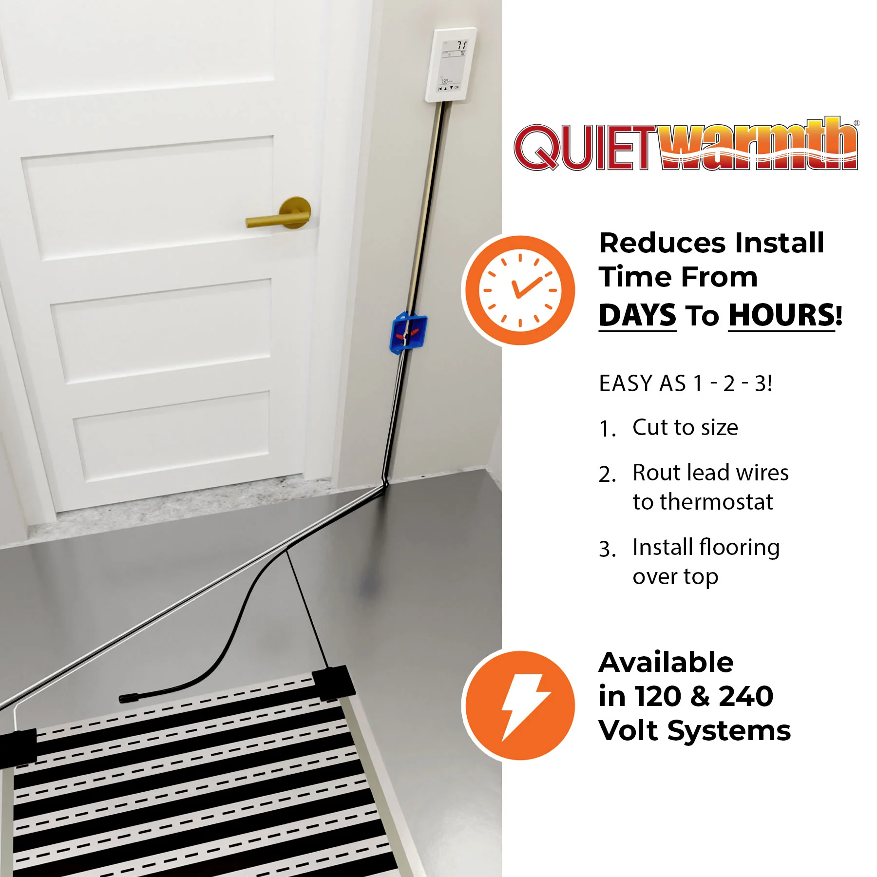 3 ft. W x 10 ft. L 120V Radiant Floor Heating Systems for Laminate, Vinyl, and Floating Floors - Image 6
