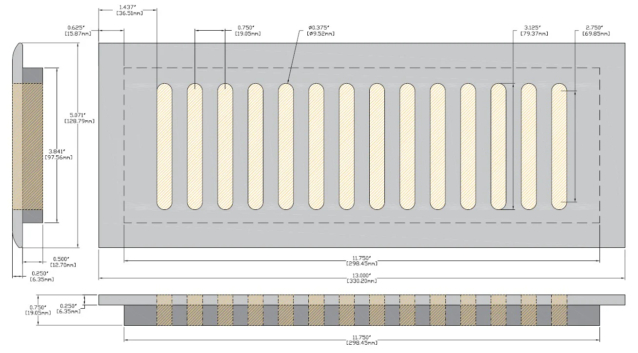 4 x 12 Chestnut Hill Oak Drop In Grill - Image 2